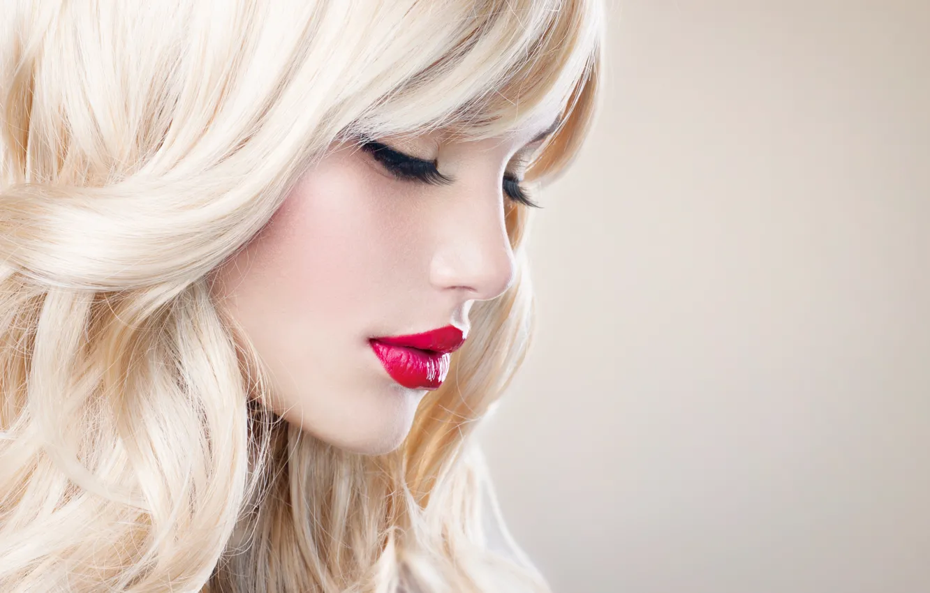 Photo wallpaper girl, portrait, makeup, blonde, beautiful, closed eyes