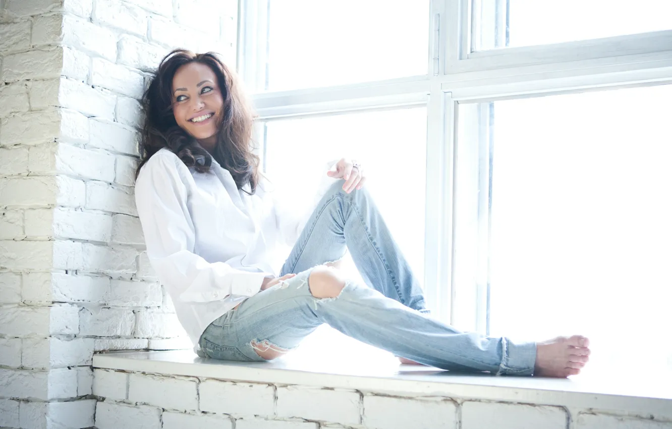 Photo wallpaper girl, hot, model, jeans