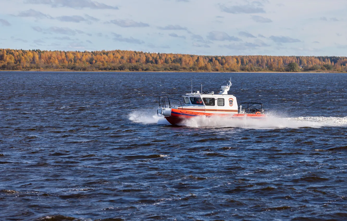 Photo wallpaper autumn, boat, boat, RIB, Lider 10, The leader of the 10