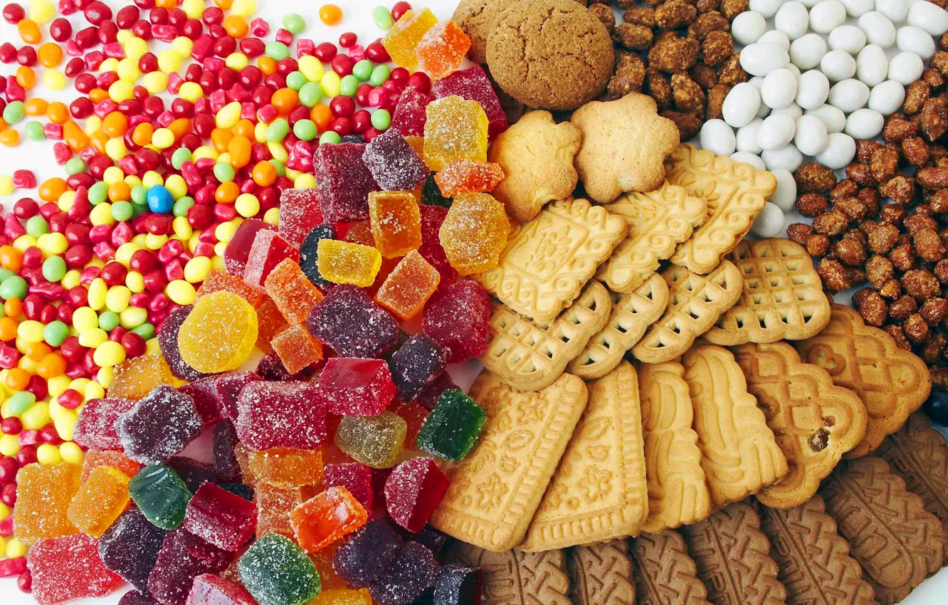 Photo wallpaper color, cookies, candy, sweets, colorful, marmalade