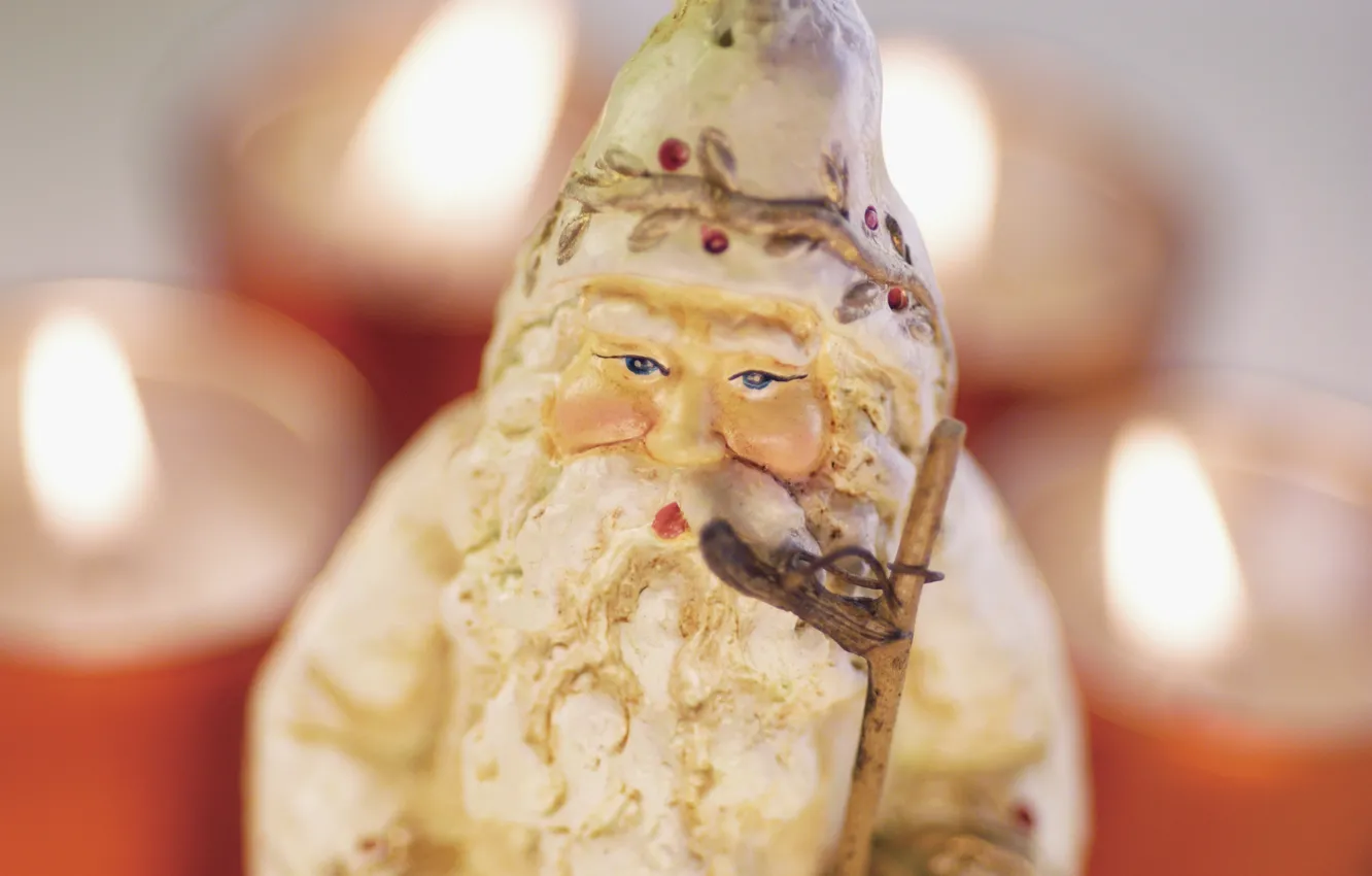 Photo wallpaper holiday, toy, new year, candles, Christmas, Santa Claus, Santa Claus, blurry