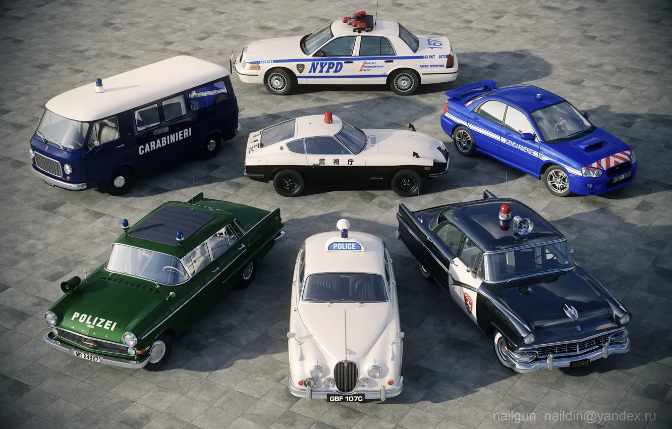 Photo wallpaper transport, car, flashers, specialization, Police cars of the world