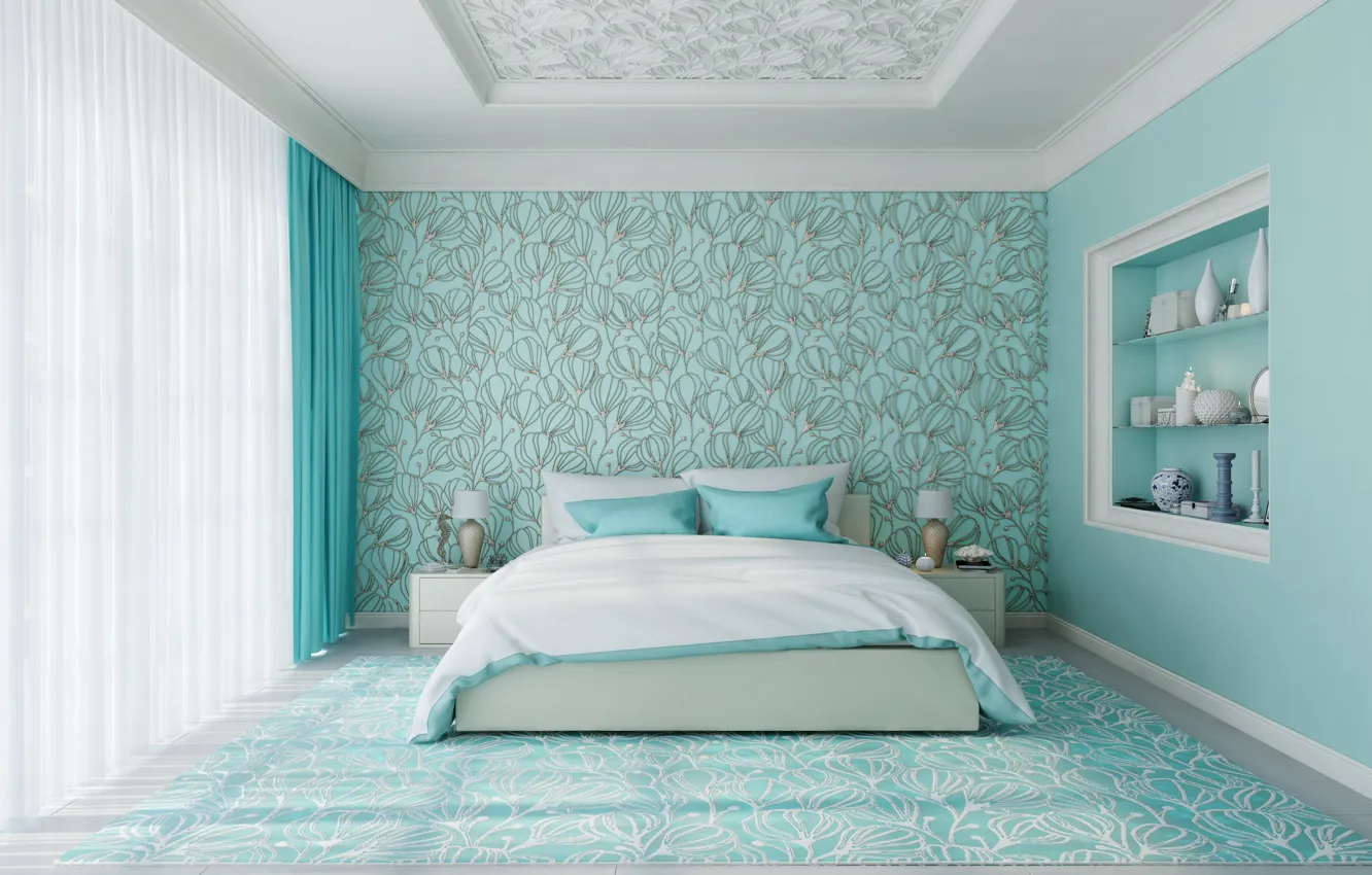 Photo wallpaper bed, bedroom, decoration, Room