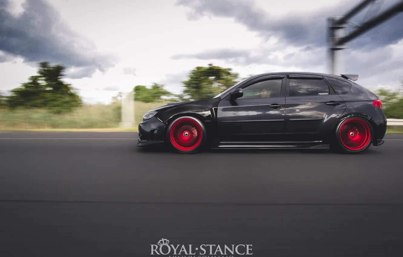 Photo wallpaper Subaru, Impreza, WRX, Japan, red, black, STI, tuning