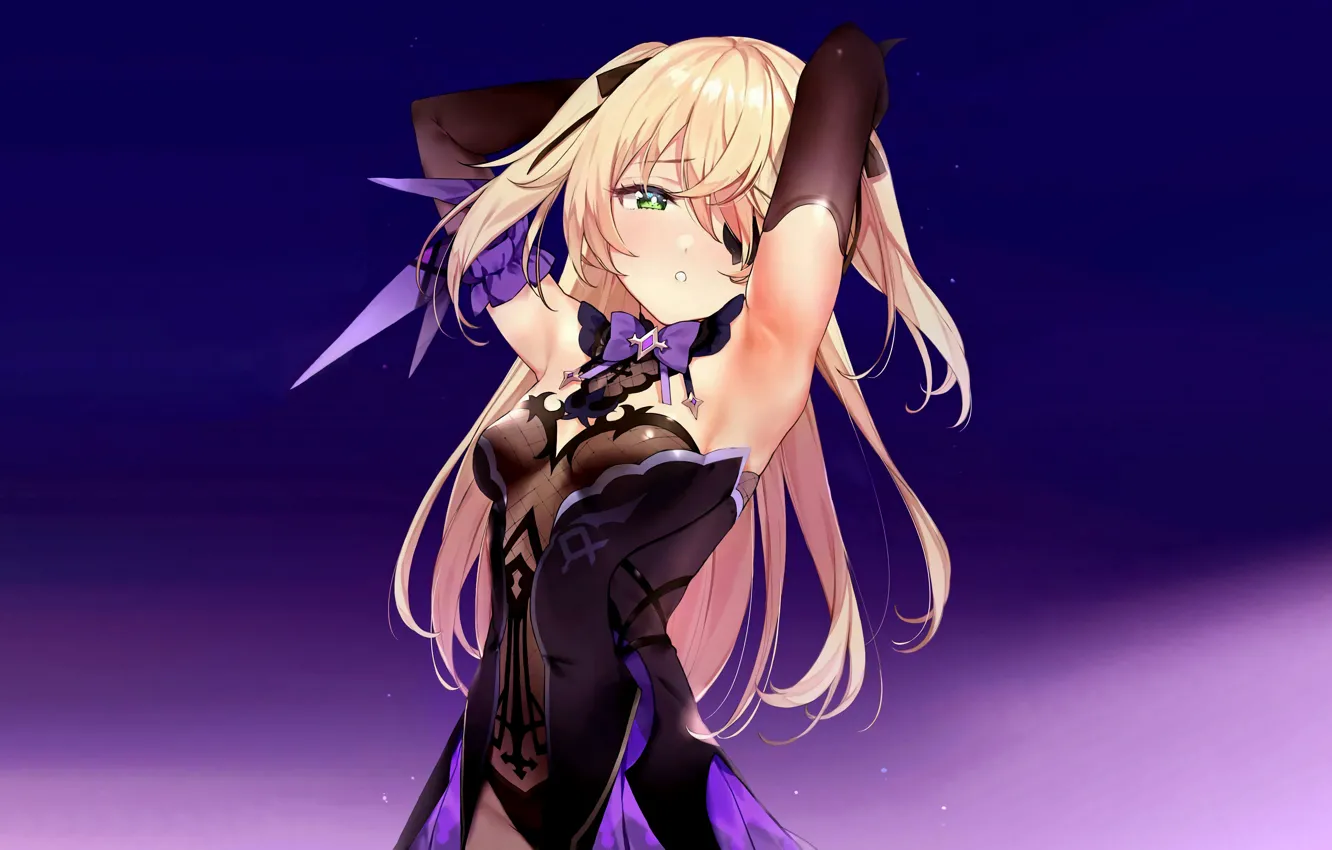 Photo wallpaper girl, sexy, cleavage, bodysuit, green eyes, long hair, dress, boobs