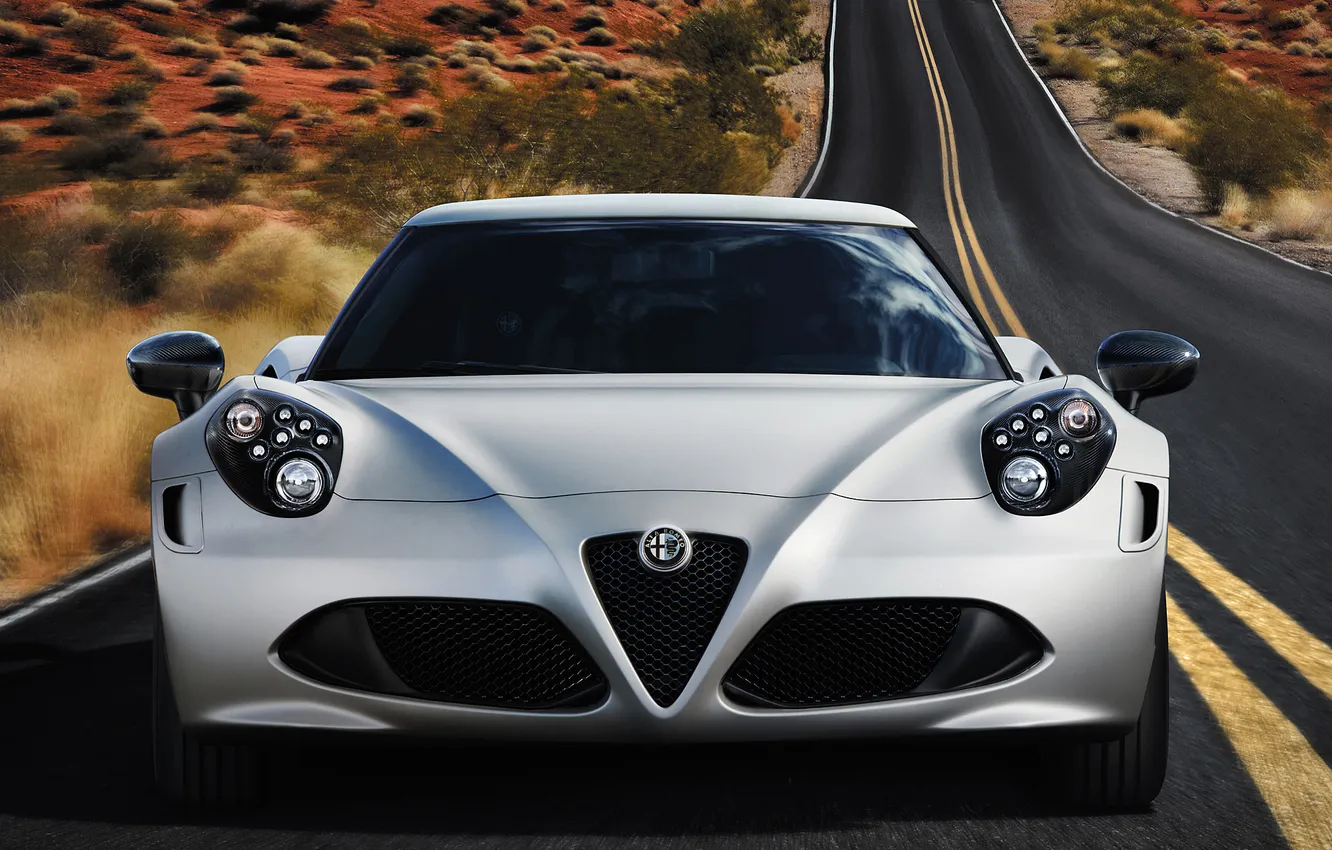 Photo wallpaper road, auto, lights, Alfa Romeo, the front, Launch Edition