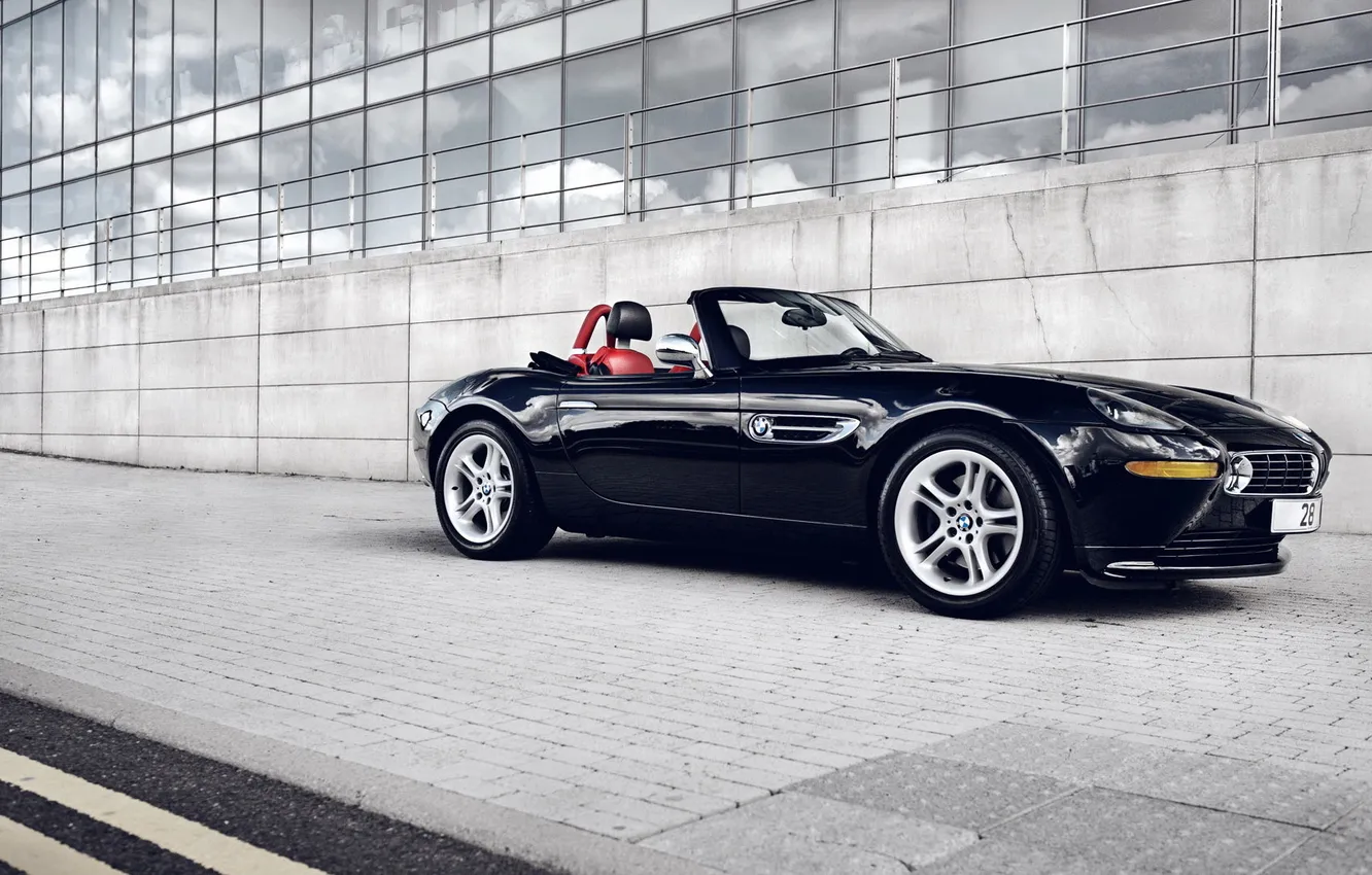 Photo wallpaper black, building, BMW, BMW, Roadster, car