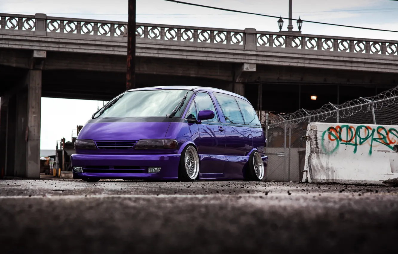 Photo wallpaper Toyota, bridge, Side, violet, Preview, Toyota Previa