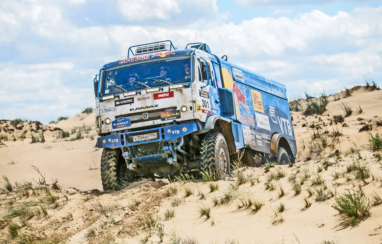 Photo wallpaper Sport, Speed, Truck, Race, Master, Day, Russia, Kamaz