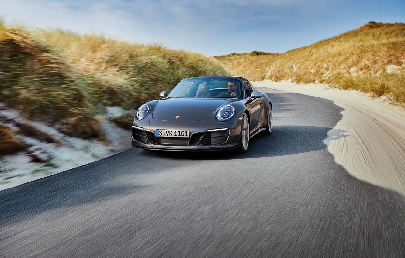 Photo wallpaper road, Porsche, 4x4, Biturbo, Targa, special model, 911 Targa 4 GTS, Exclusive Manufaktur Edition