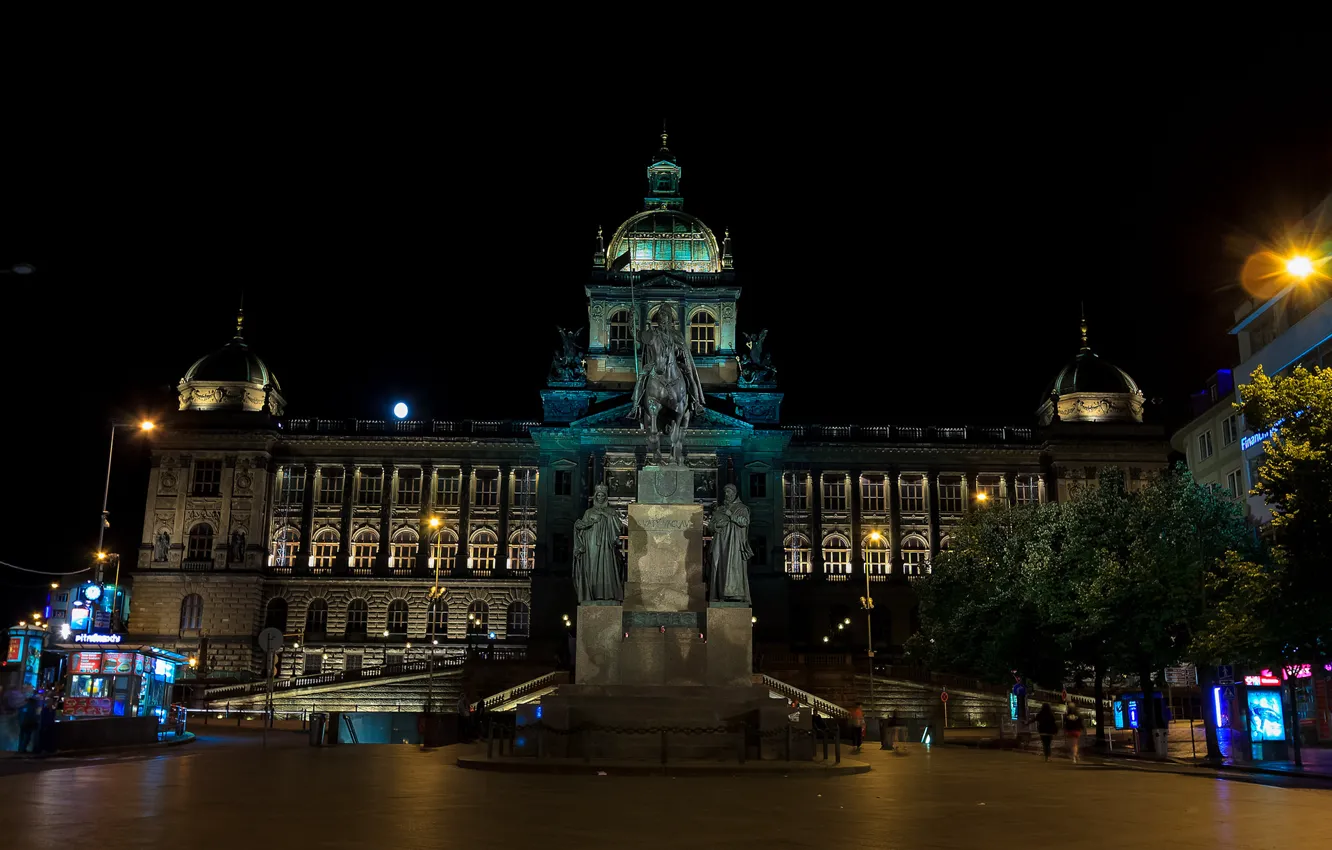 Photo wallpaper night, Prague, Czech Republic, monument, Palace