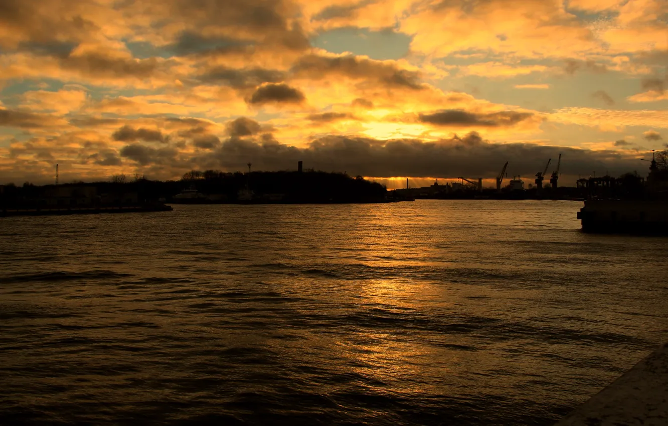 Photo wallpaper sky, sea, sunset, water