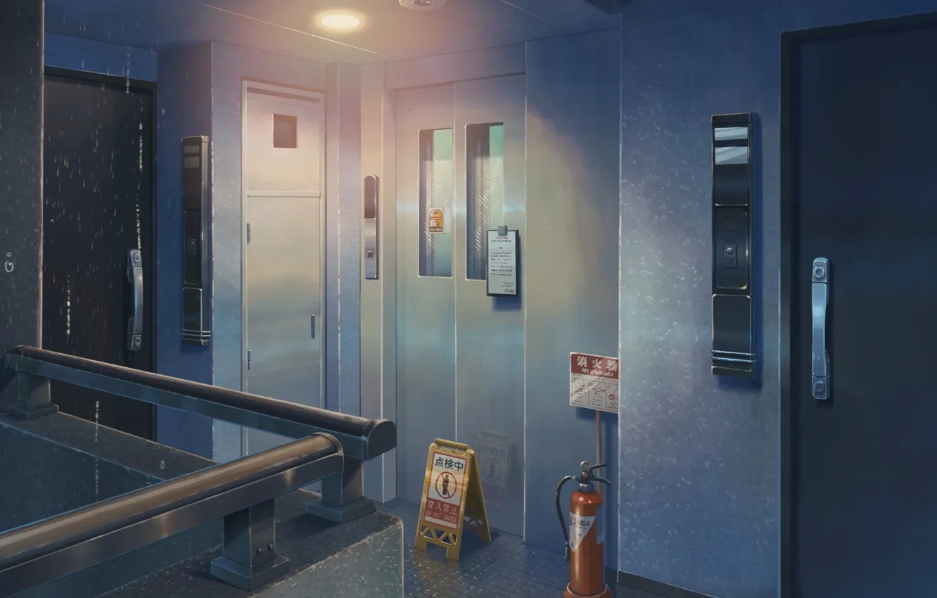 Photo wallpaper Anime, Door, Lift, Makoto Xingkai, Anime, Wallpaper, Room, The room