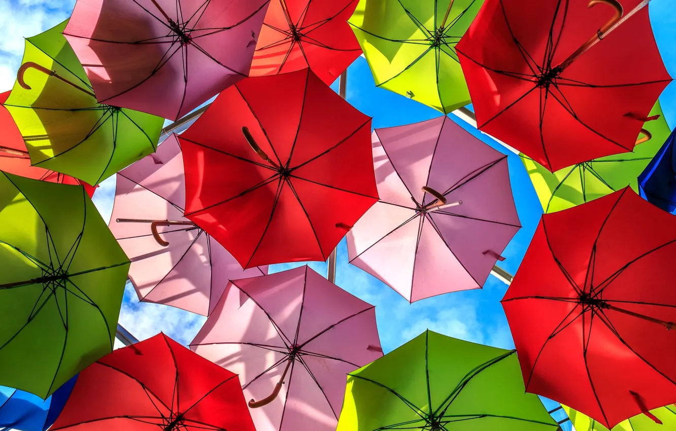 Photo wallpaper the sky, bright, umbrellas, colorful