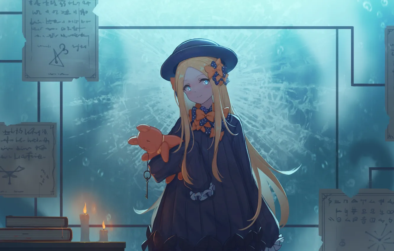 Photo wallpaper girl, candles, Teddy bear, Fate, Abigail Williams, Grand Order: First Order
