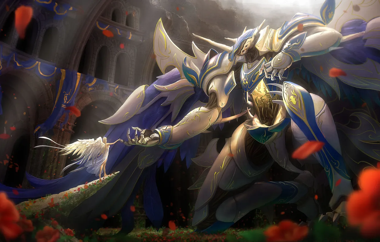 Photo wallpaper girl, robot, armor