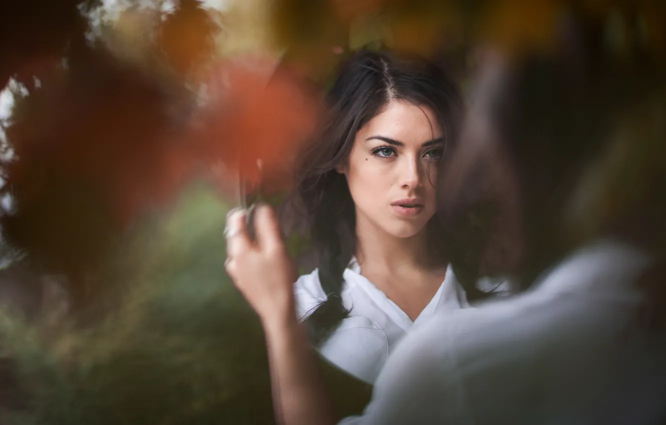 Photo wallpaper girl, background, mirror