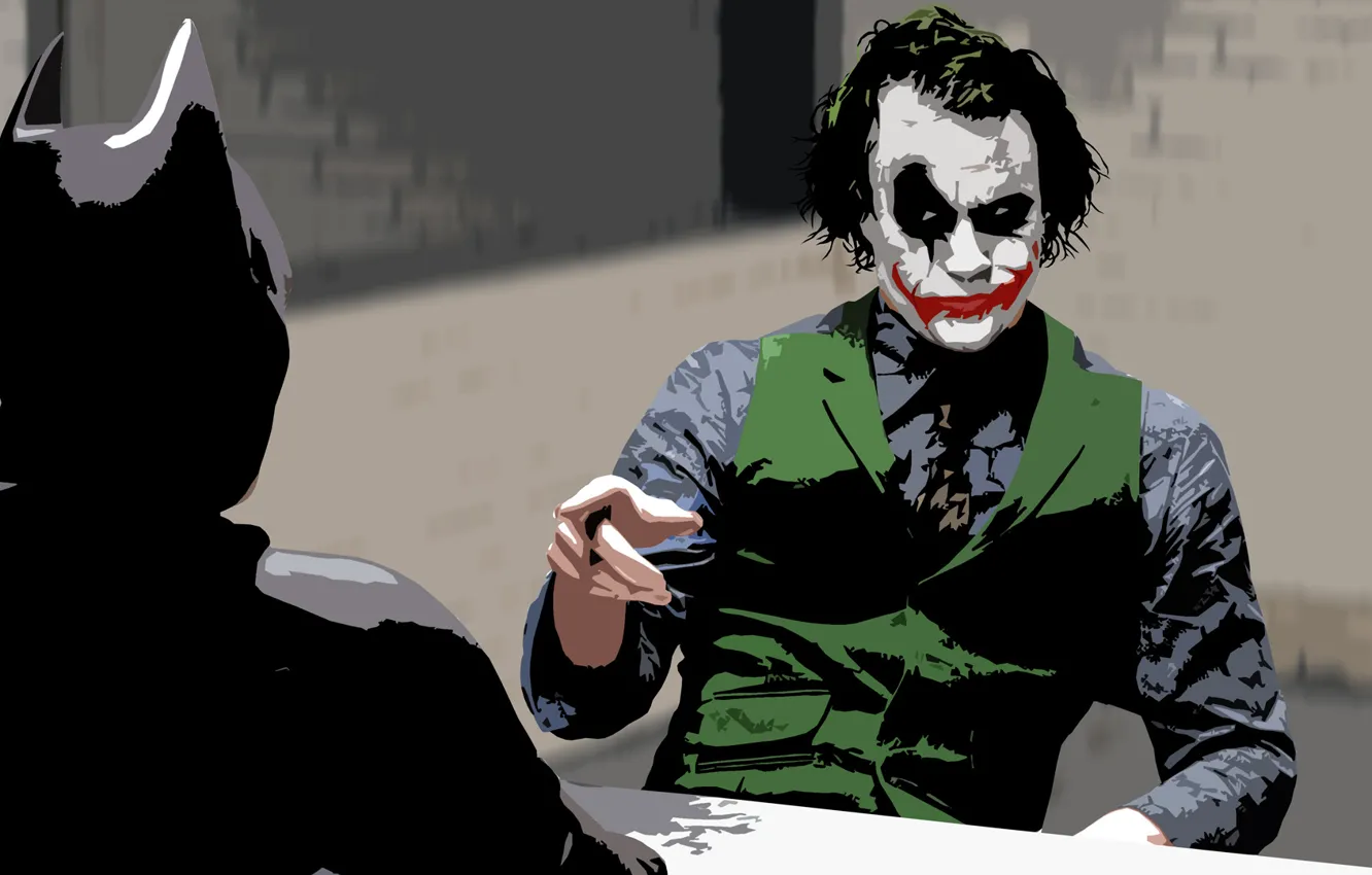 Photo wallpaper Batman, Joker, Heath Ledger, Christian Bale, The Dark Knight