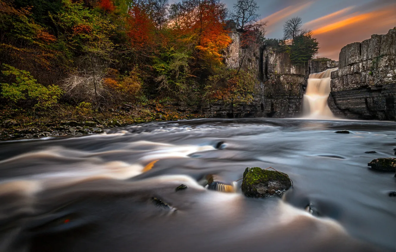 Photo wallpaper nature, river, waterfall