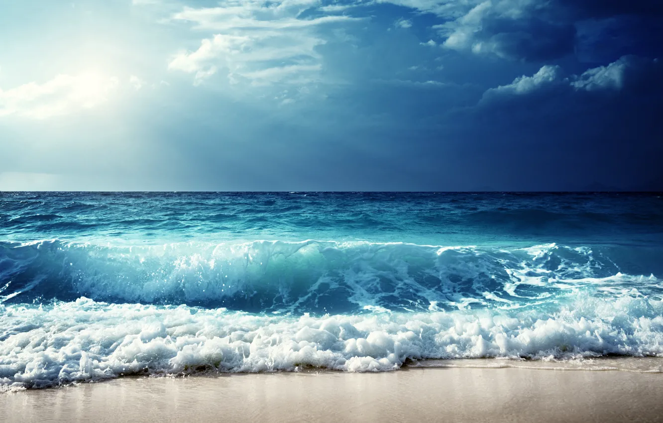 Photo wallpaper sea, wave, beach, shore, beach, sea, seascape, sand
