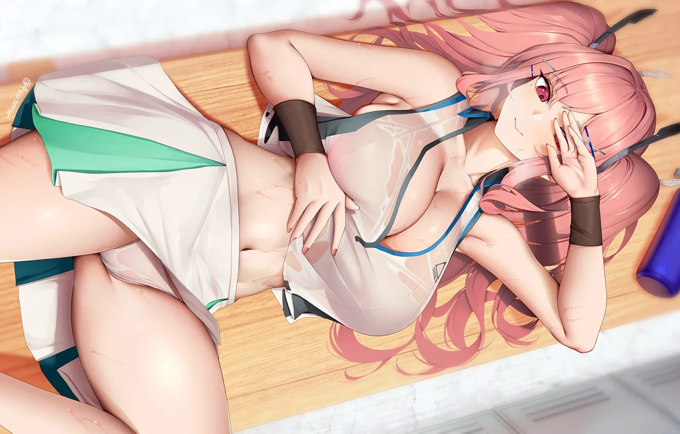 Photo wallpaper girl, sexy, lingerie, cleavage, panties, long hair, boobs, anime