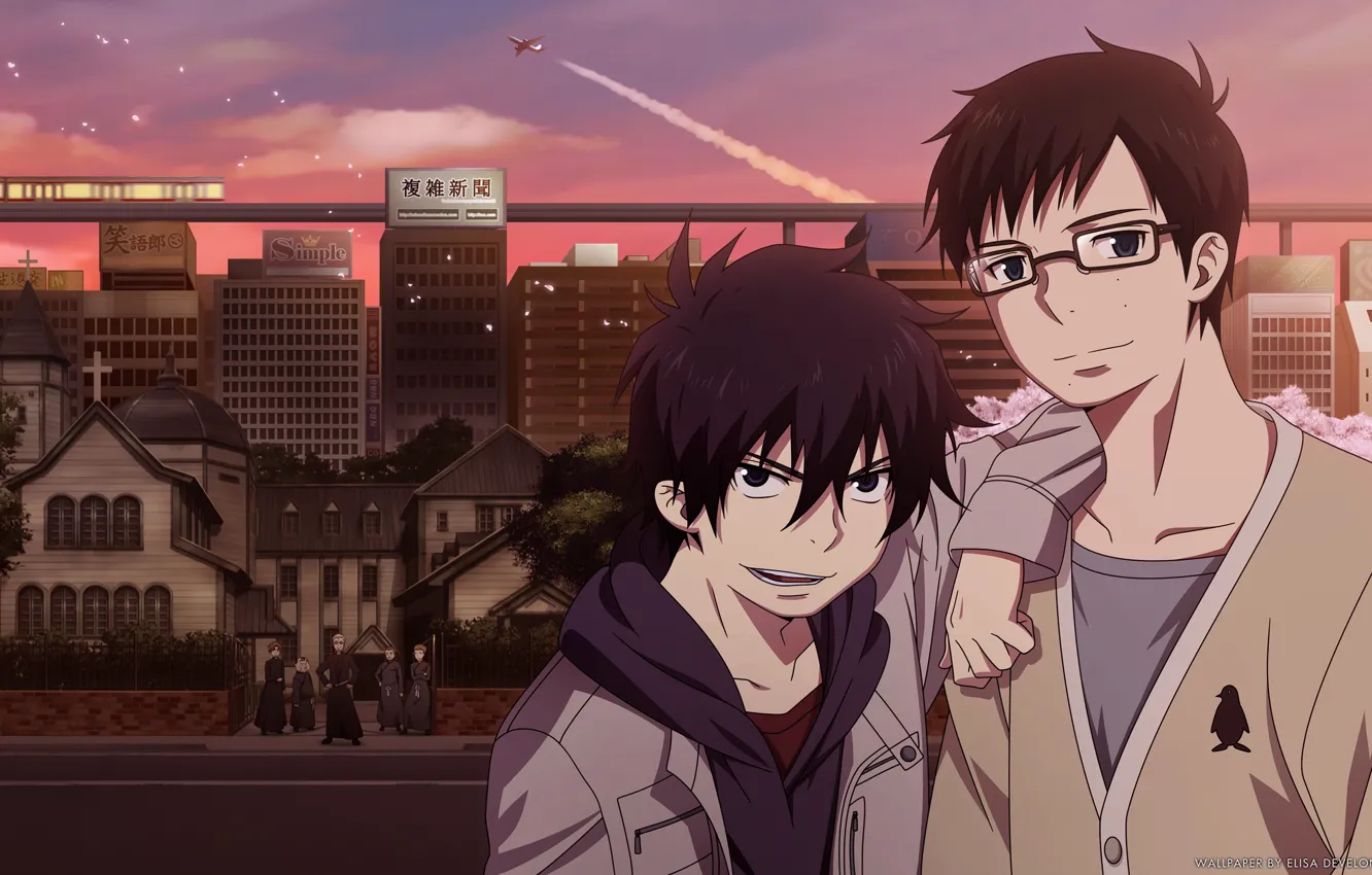 Photo wallpaper anime, art, Ao no Exorcist, Blue exorcist, Rin, Yukio Okumura