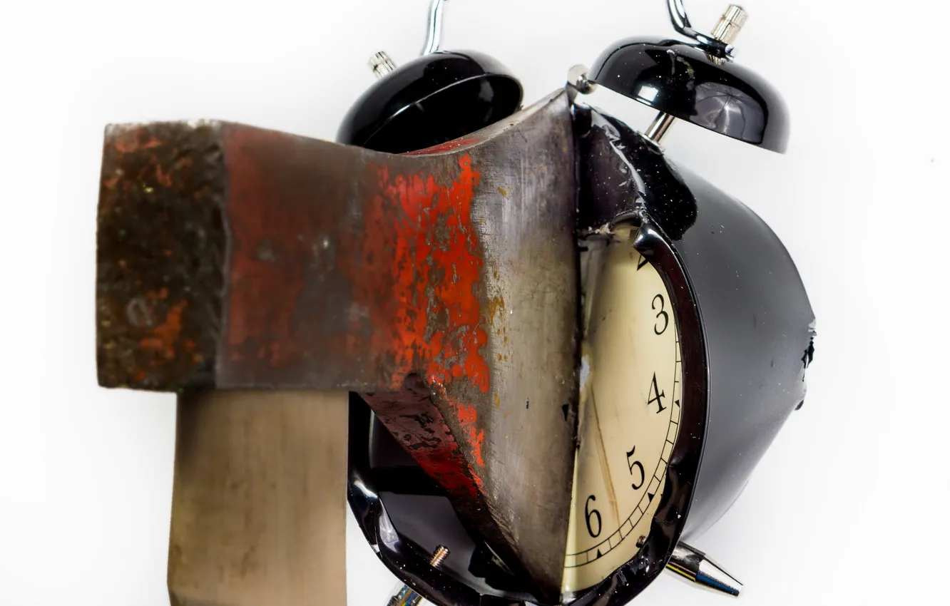 Photo wallpaper morning, alarm clock, axe