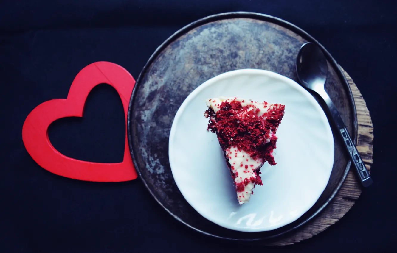 Photo wallpaper Cake, Red heart, Cake, red heart