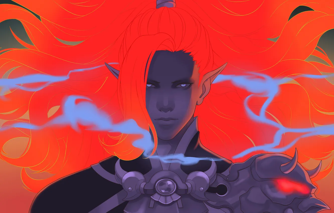 Photo wallpaper look, girl, face, hair, elf, beauty, red