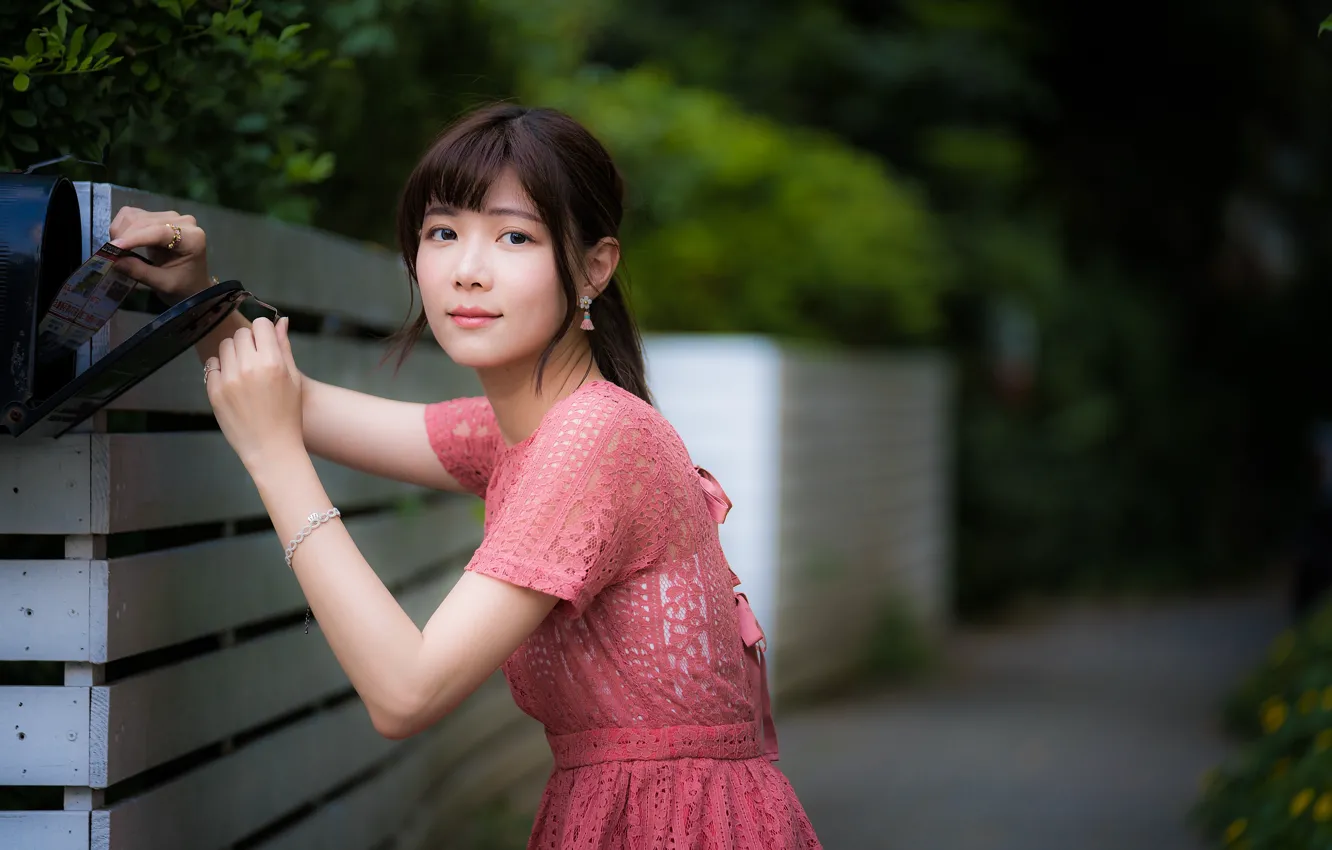 Photo wallpaper look, girl, Asian, cutie, bokeh, Inbox