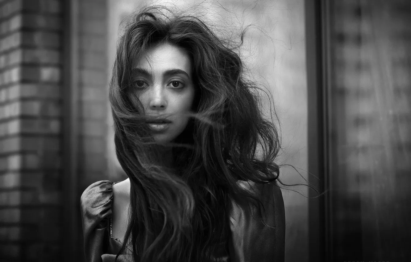 Photo wallpaper portrait, black and white, Kerry Moore