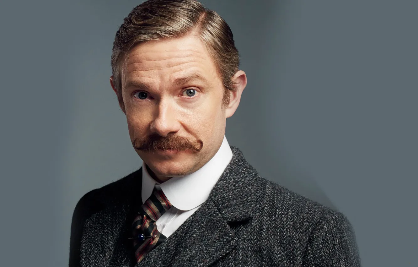 Photo wallpaper mustache, look, Sherlock, Ugly bride, Martin Freeman, Sherlock BBC, Sherlock (TV series), John Watson