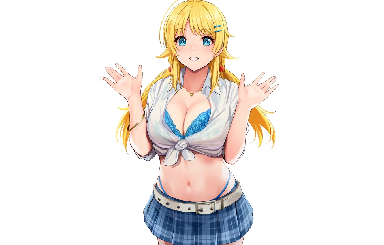 Photo wallpaper girl, sexy, lingerie, bra, cleavage, long hair, boobs, anime