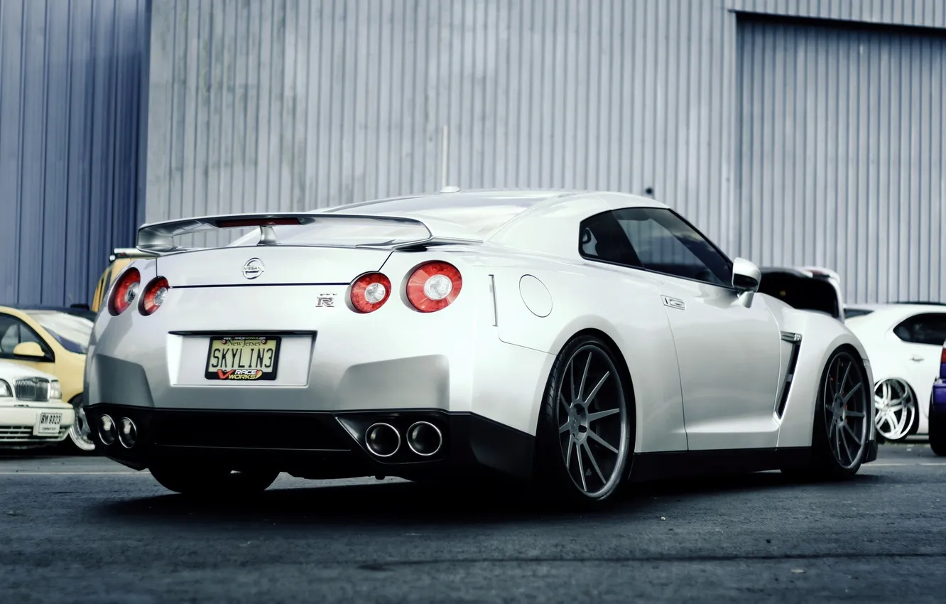 Photo wallpaper silver, Nissan, GT-R, Nissan, silvery
