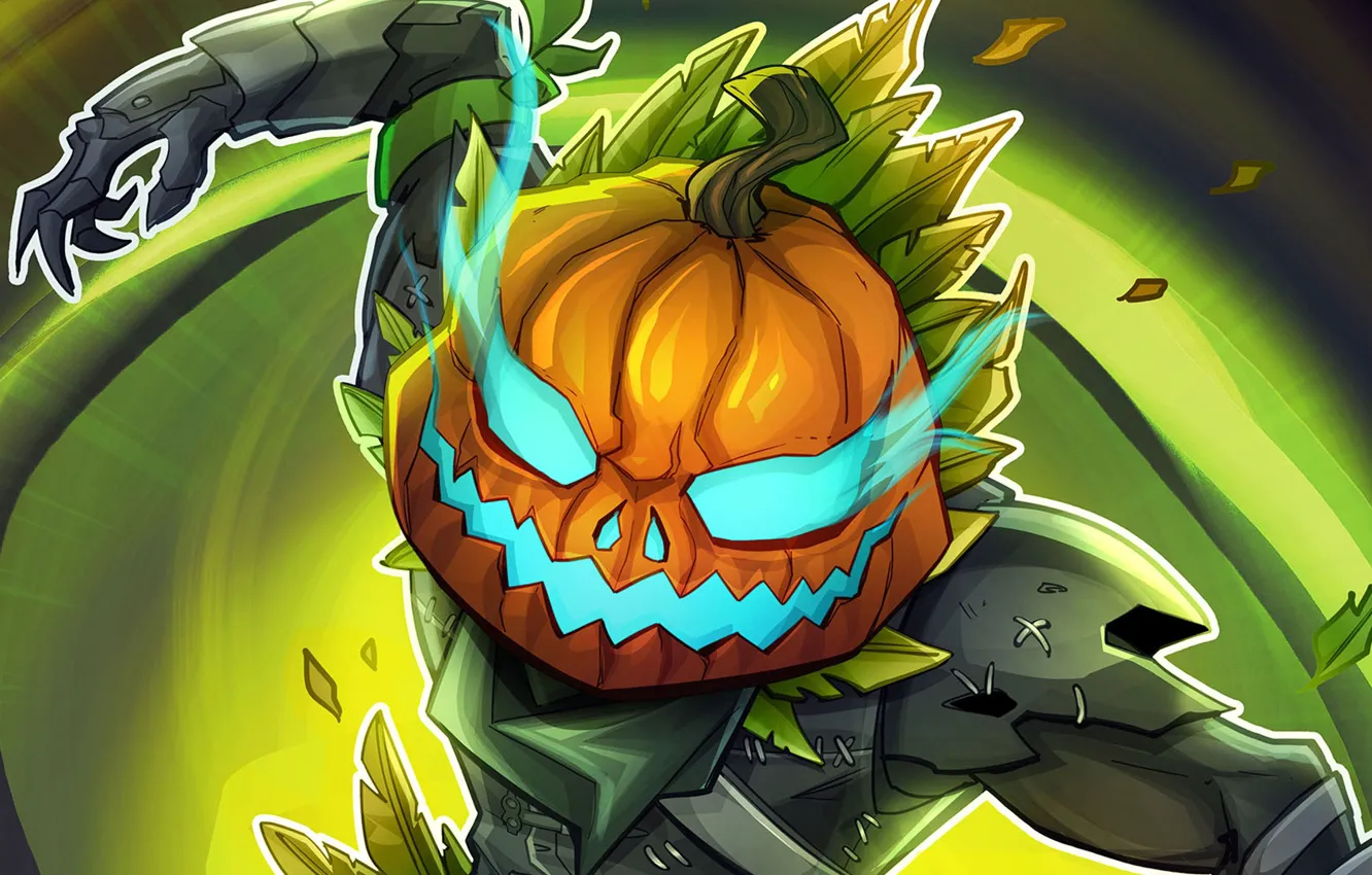 Photo wallpaper background, pumpkin, guy, Fortnite