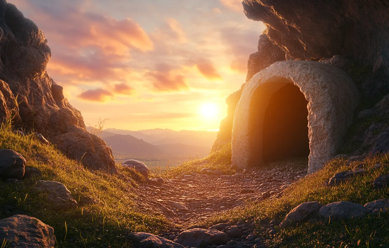 Photo wallpaper the sky, the sun, clouds, rays, light, landscape, mountains, nature