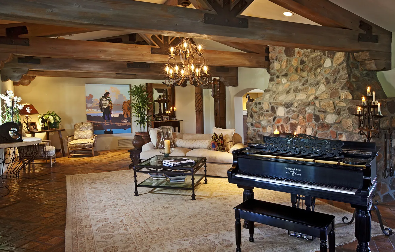 Photo wallpaper design, style, Villa, interior, living room, ranch, Clancy Lane, rancho