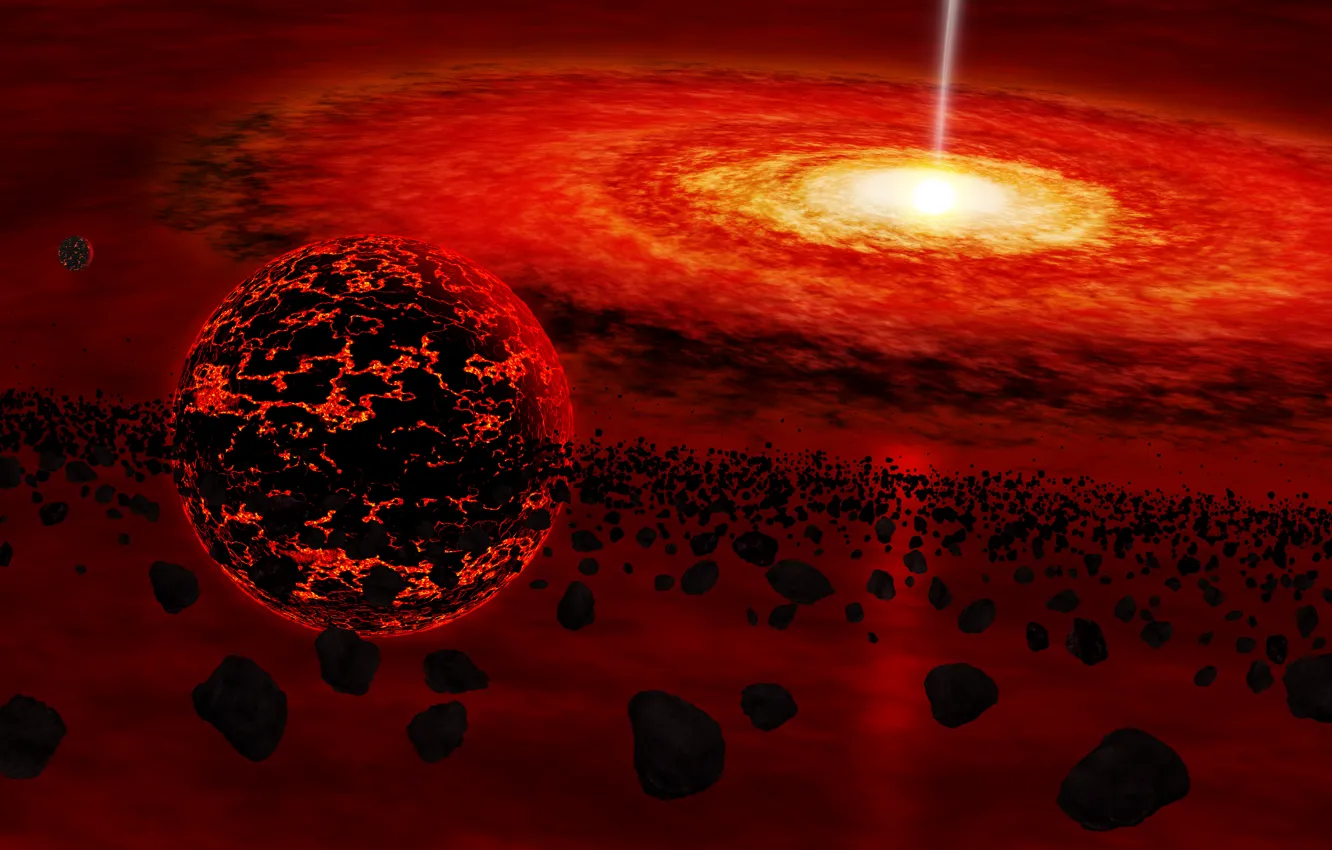 Photo wallpaper the wreckage, space, cracked, stones, planet, destruction, quasar