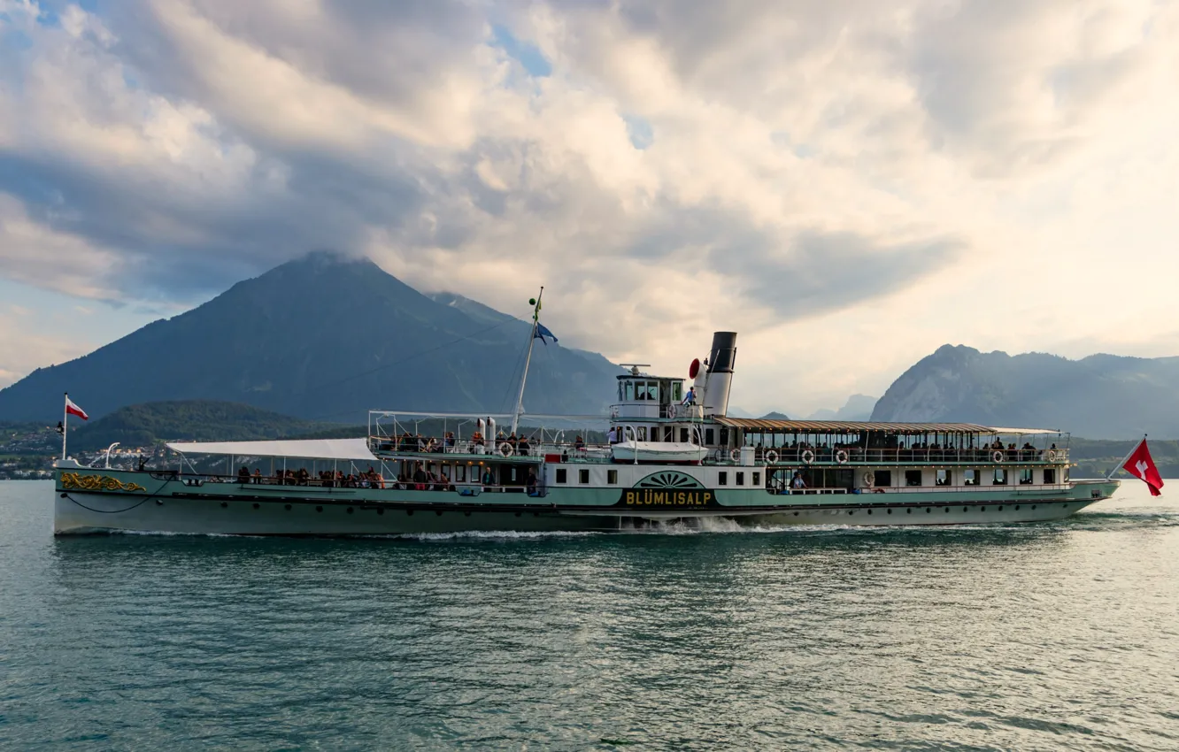 Photo wallpaper retro, Switzerland, steamer