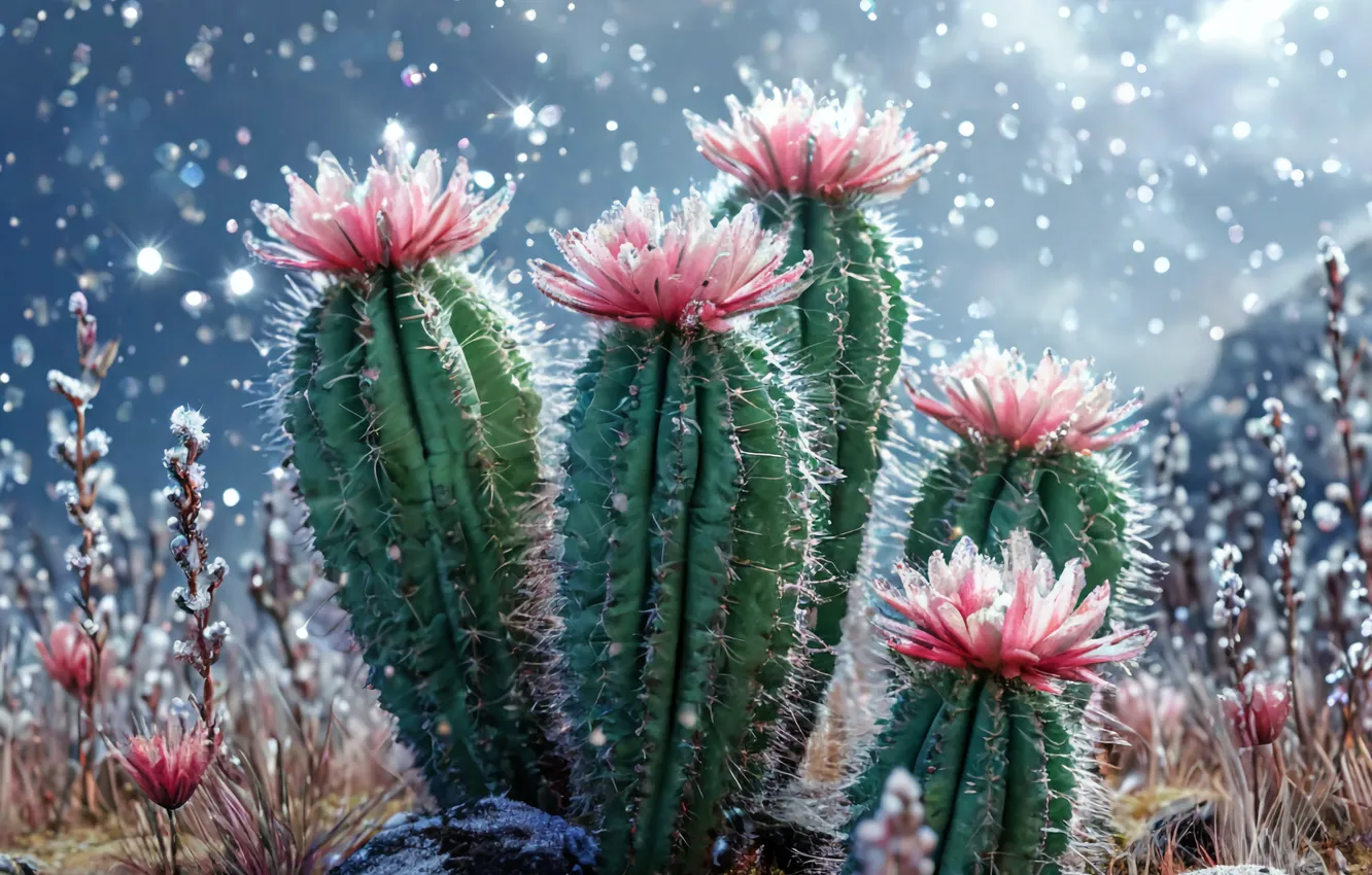 Photo wallpaper flowers, nature, cactus