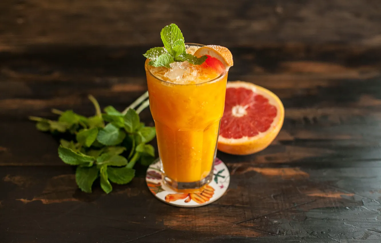 Photo wallpaper juice, citrus, drink, mint