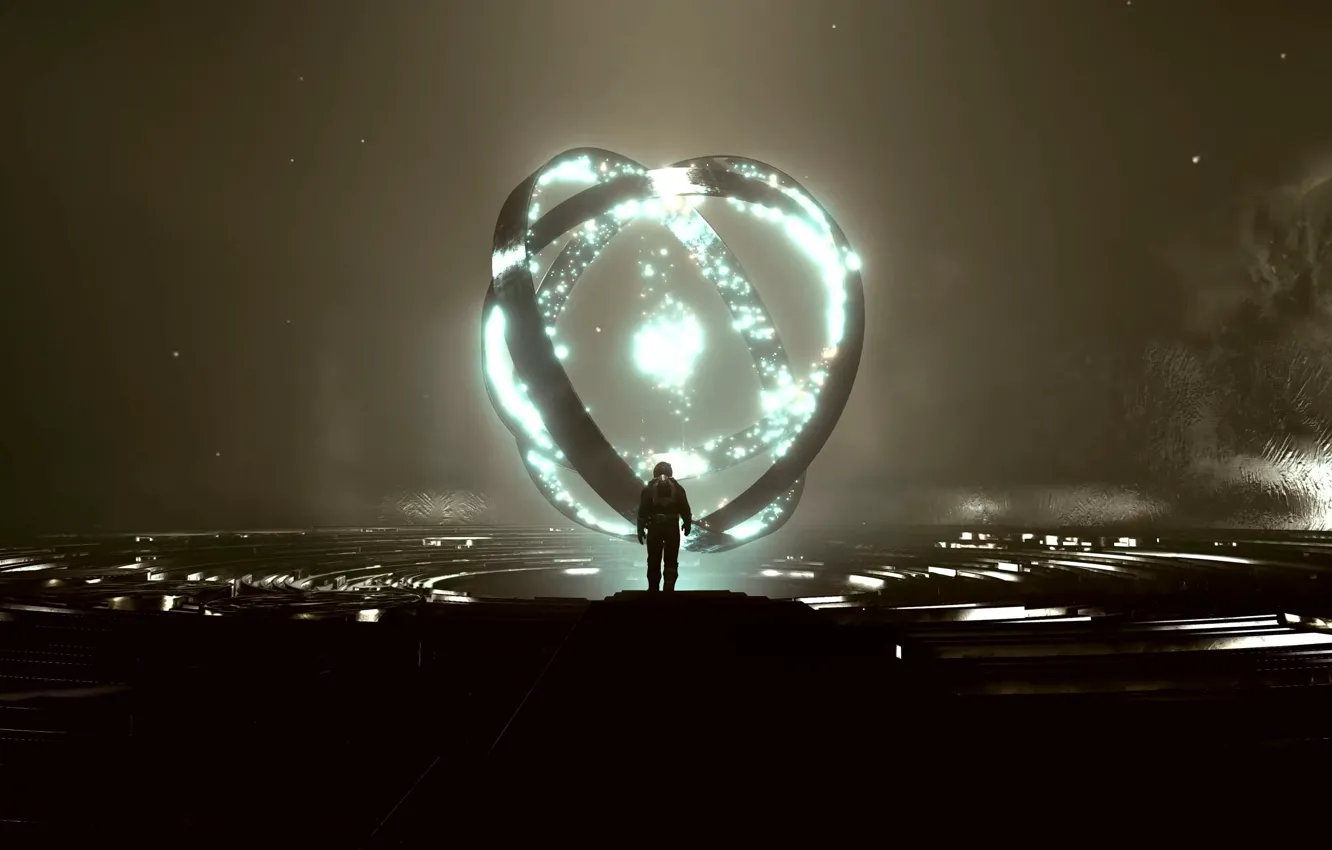 Photo wallpaper artifact, people, the portal, the suit, mystery, ring, cave, Starfield