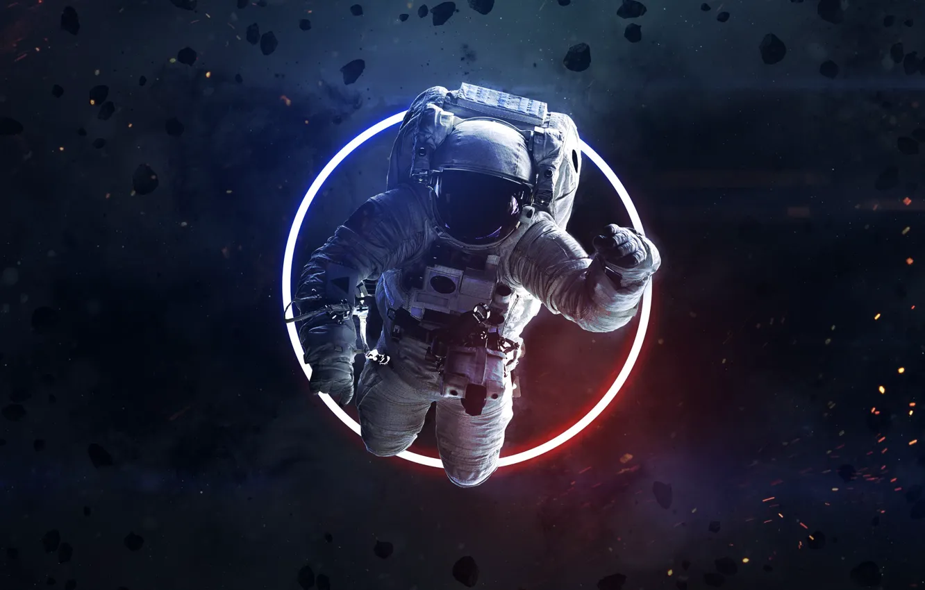 Photo wallpaper space, space, astronaut, asteroids, ring, art, space, art