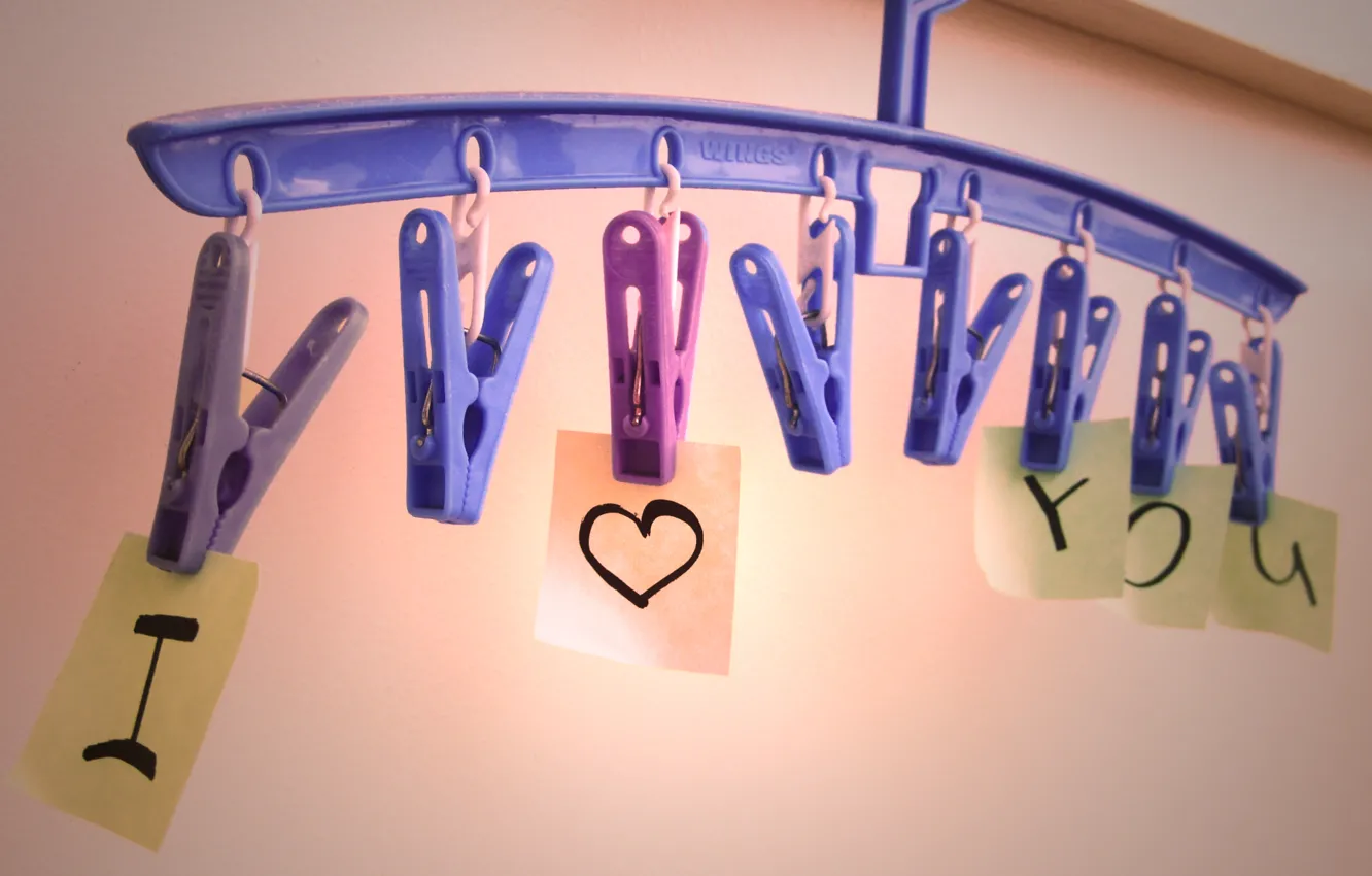 Photo wallpaper love, paper, heart, leaf, I love you, i love you, clip, hanger