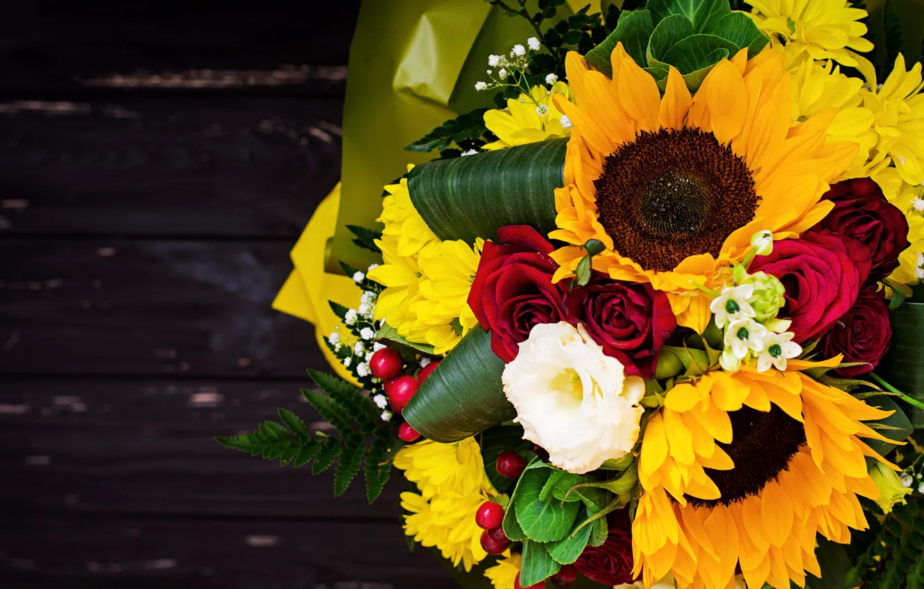 Photo wallpaper flowers, sunflower, Bouquet