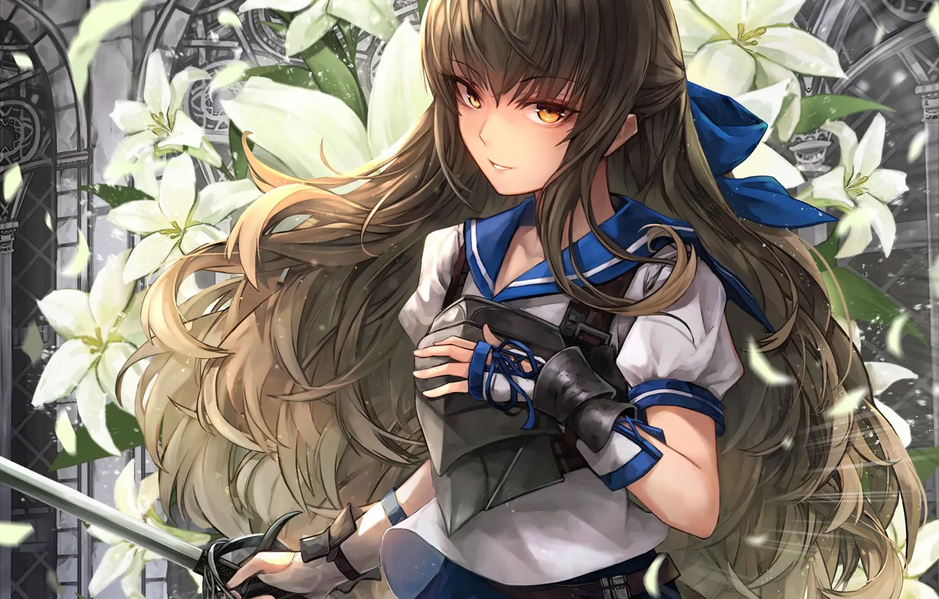 Photo wallpaper girl, weapons, Lily