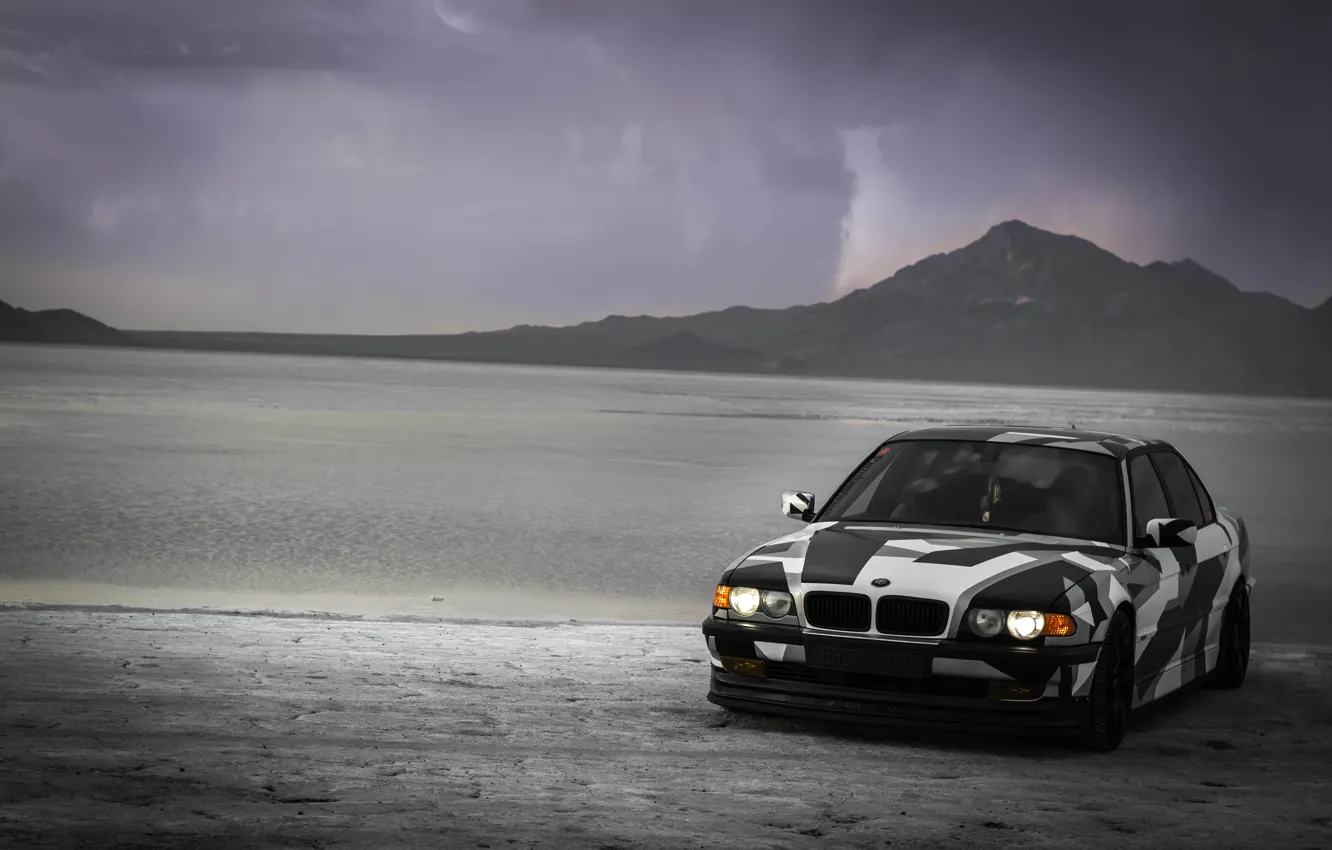 Photo wallpaper BMW, Tuning, BMW, Alpina, E38, 740il, arctic camo, camo