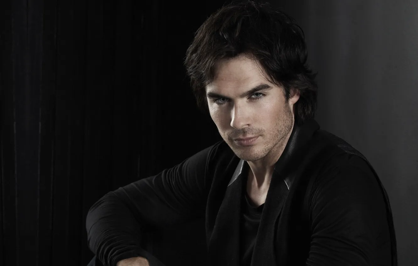Photo wallpaper look, face, background, dark, actor, the series, The Vampire Diaries, Ian Somerhalder