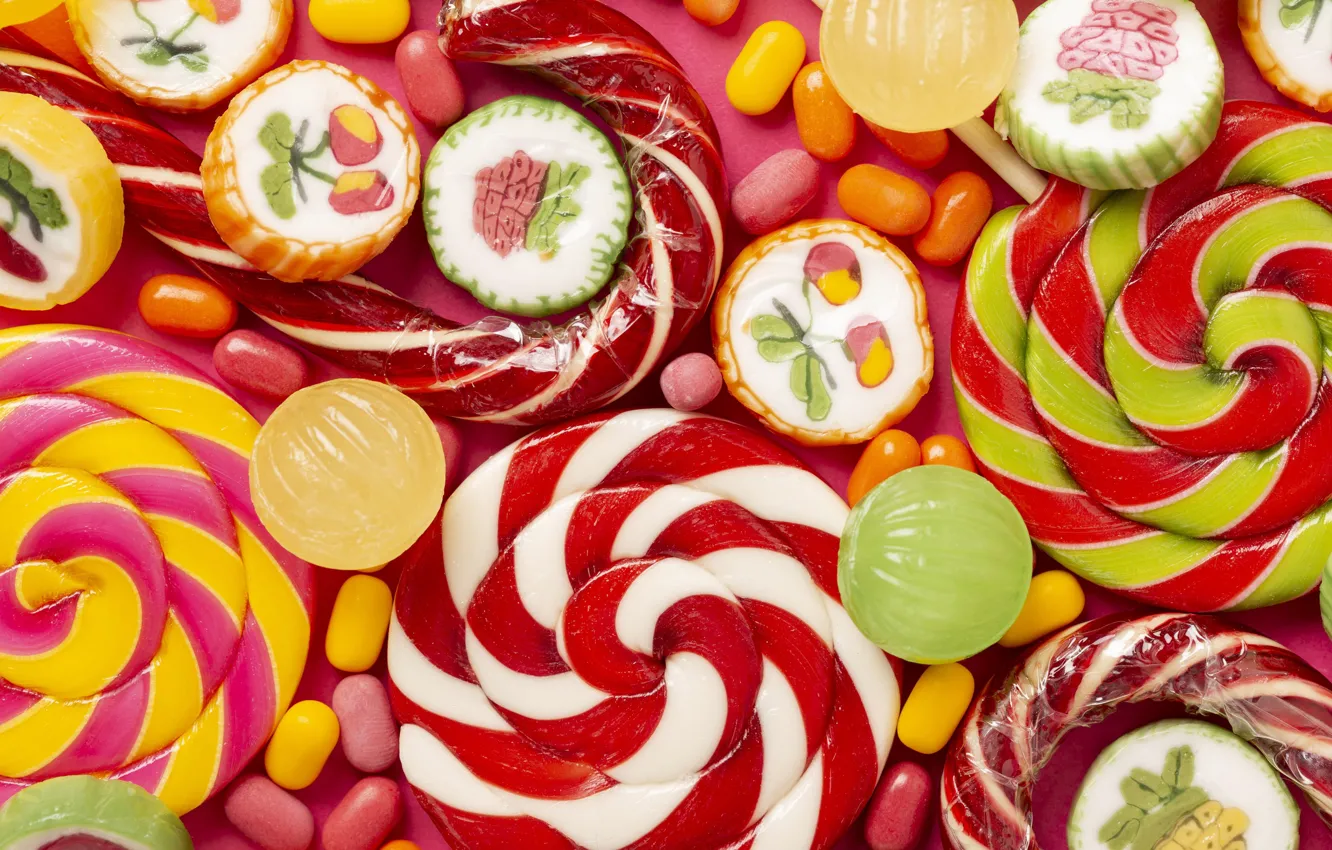 Photo wallpaper candy, lollipops, different, chupa-chups