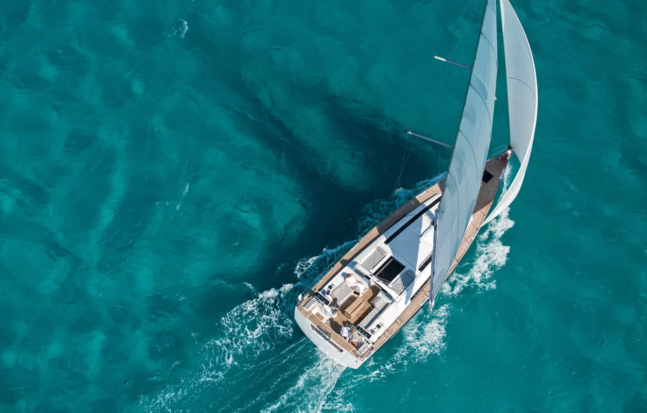 Photo wallpaper sea, the way, the wind, yacht, wide, boat, sail
